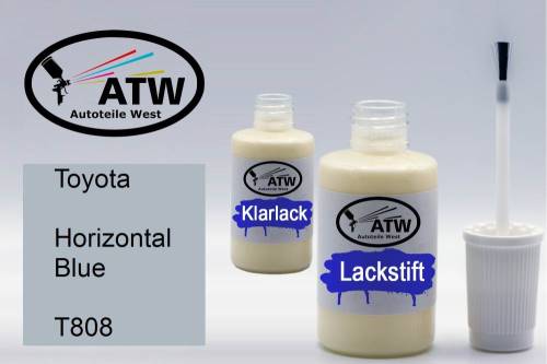 Toyota, Horizontal Blue, T808: 20ml Lackstift + 20ml Klarlack - Set, von ATW Autoteile West.